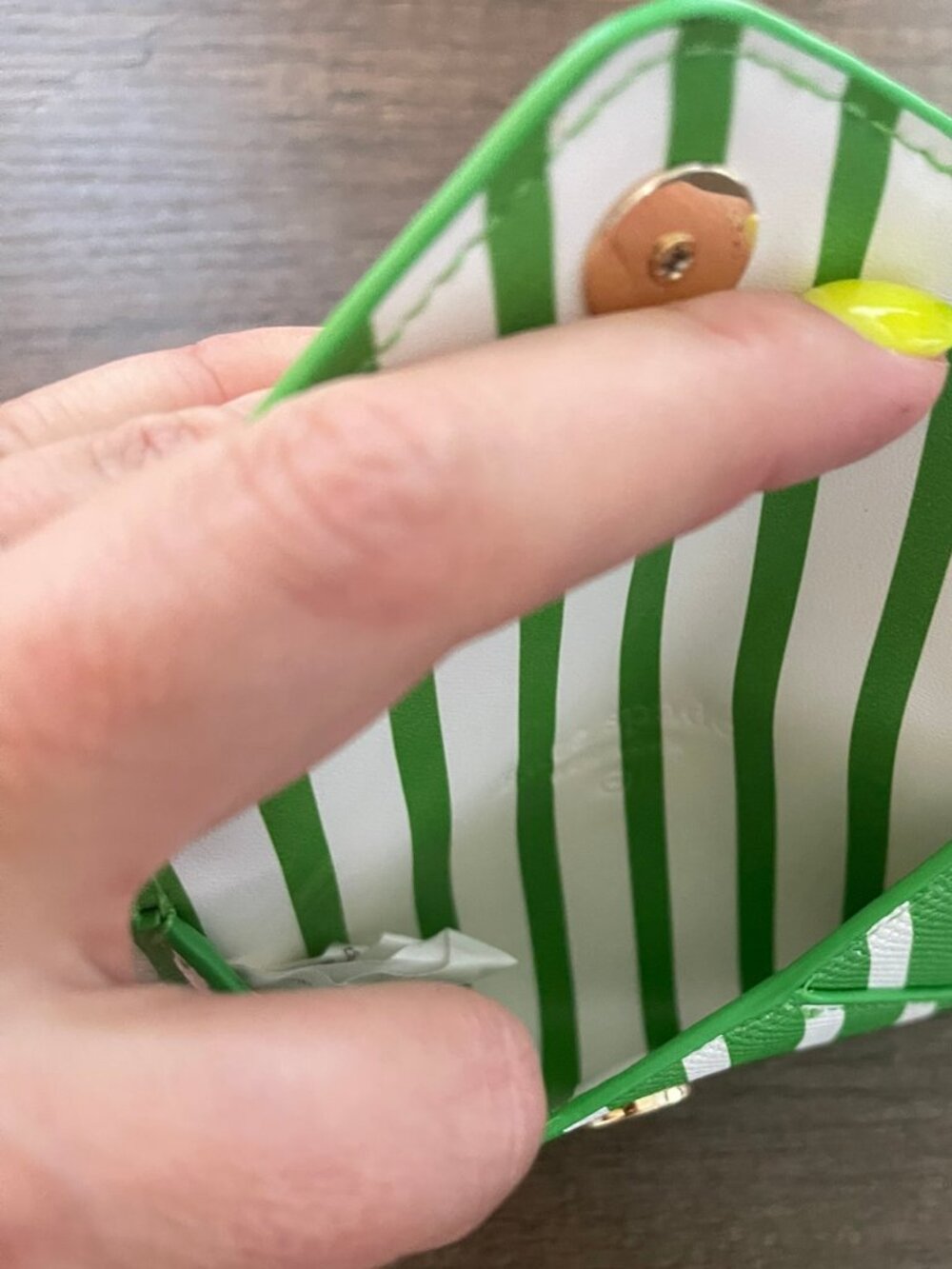 Like New Kate Spade Green White Stripe Mini Envelope Card Holder - Picture 6 of 6